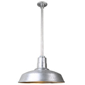 Hi-Lite H-QSN151 Series Classic Warehouse Shade Stem Mounted Pendant Fixture - Galvanized