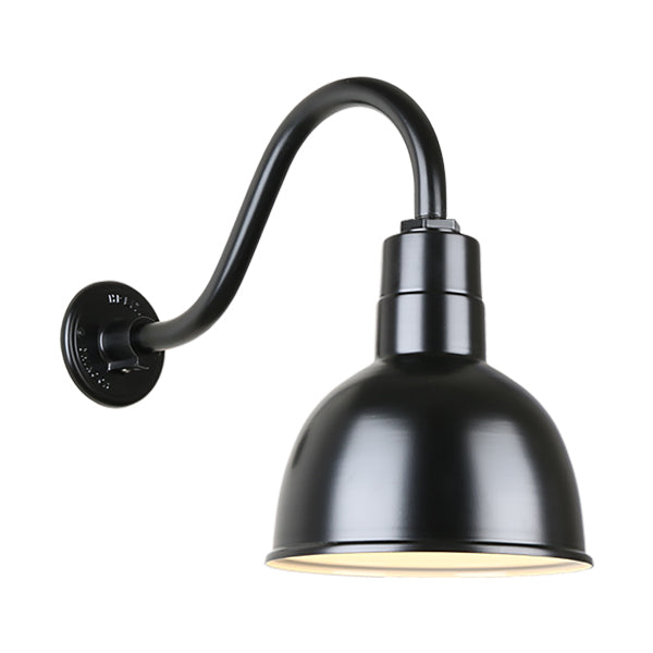 Hi-Lite H-QSN161-SA Series Classic Deep Bowl Shade Wall and Stem Mounted Pendant Fixture - Black