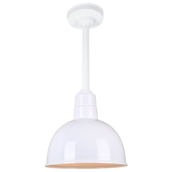 Hi-Lite H-QSN161-SA Series Classic Deep Bowl Shade Wall and Stem Mounted Pendant Fixture - White