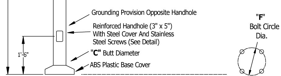 Handhole Info 30 Foot 5 Inch Square Steel Light Pole 7 Gauge Made in USA Free Shipping 