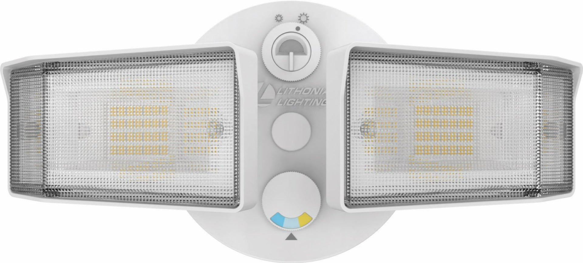 Lithonia Lighting HGX LED 2SH ALO 2-Head Dusk-to-Dawn Outdoor LED Square Head Security Flood Light with Adjustable Color