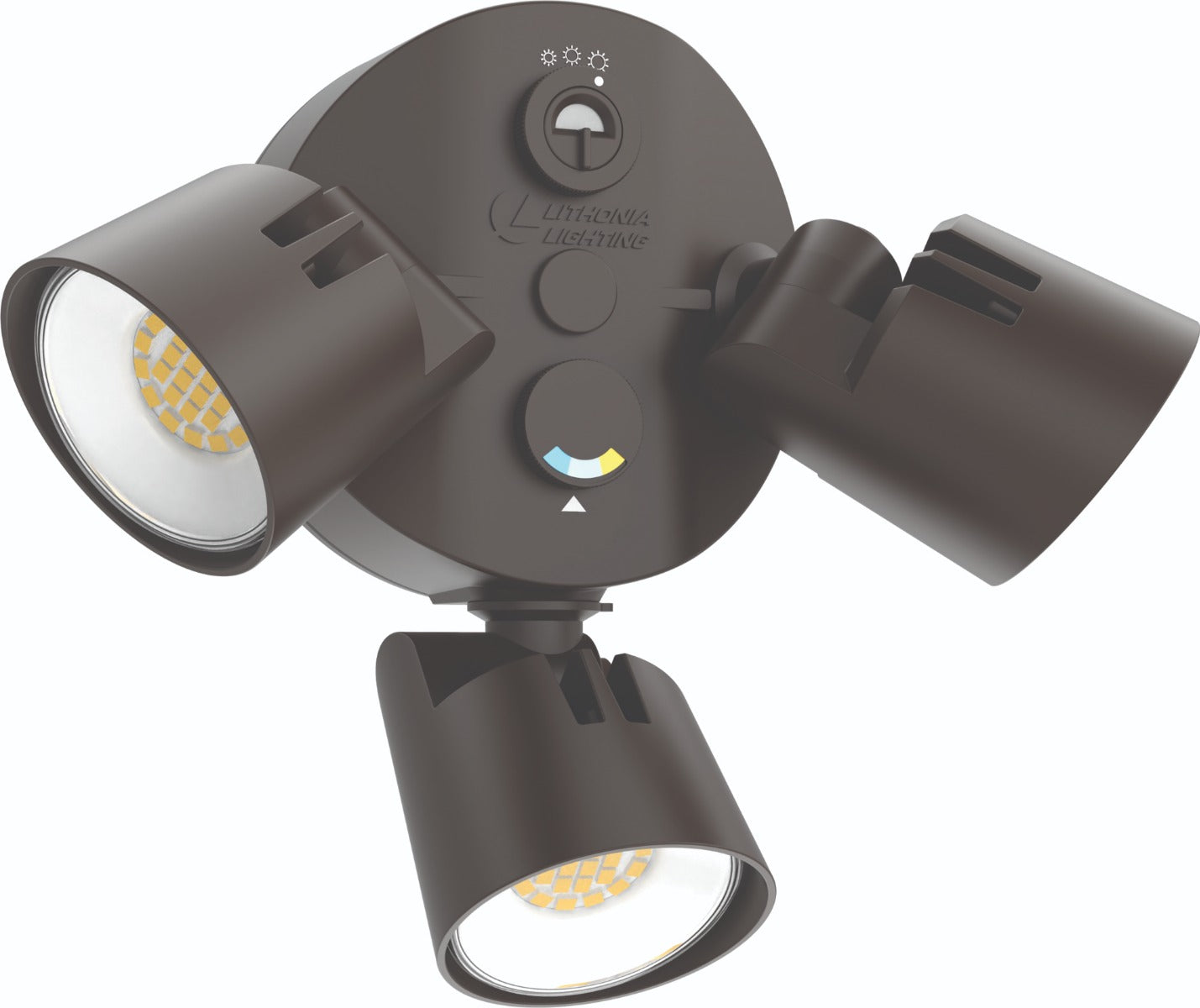 Lithonia Lighting HGX LED 3RH ALO 3-Head Dusk-to-Dawn Outdoor LED Round Security Flood Light with Adjustable Color