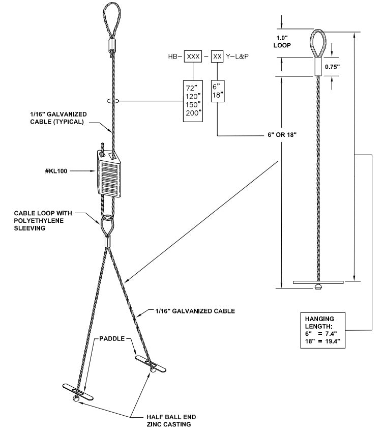 10ftLoopPaddleHangingKit Diagram