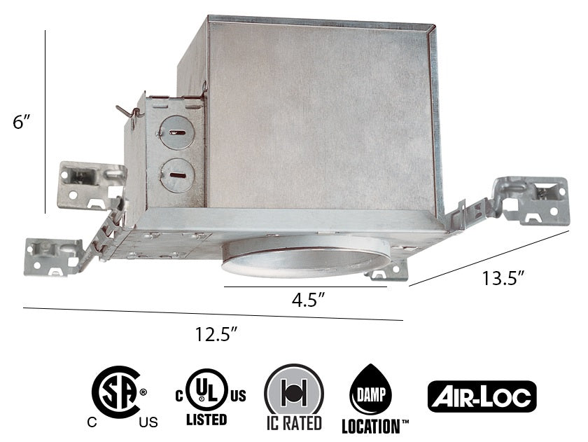Juno Lighting IC1 W 4-Inch IC rated New Construction Recessed Housing with Push In Electrical Connectors