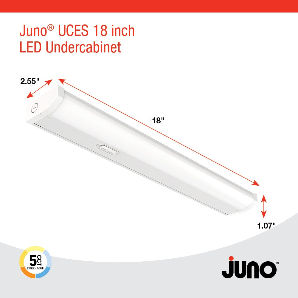 Juno Lighting UCES-18IN-SWW5-90CRI-WH-M6 Series Switchable White LED Undercabinet Light Fixture Dimmable