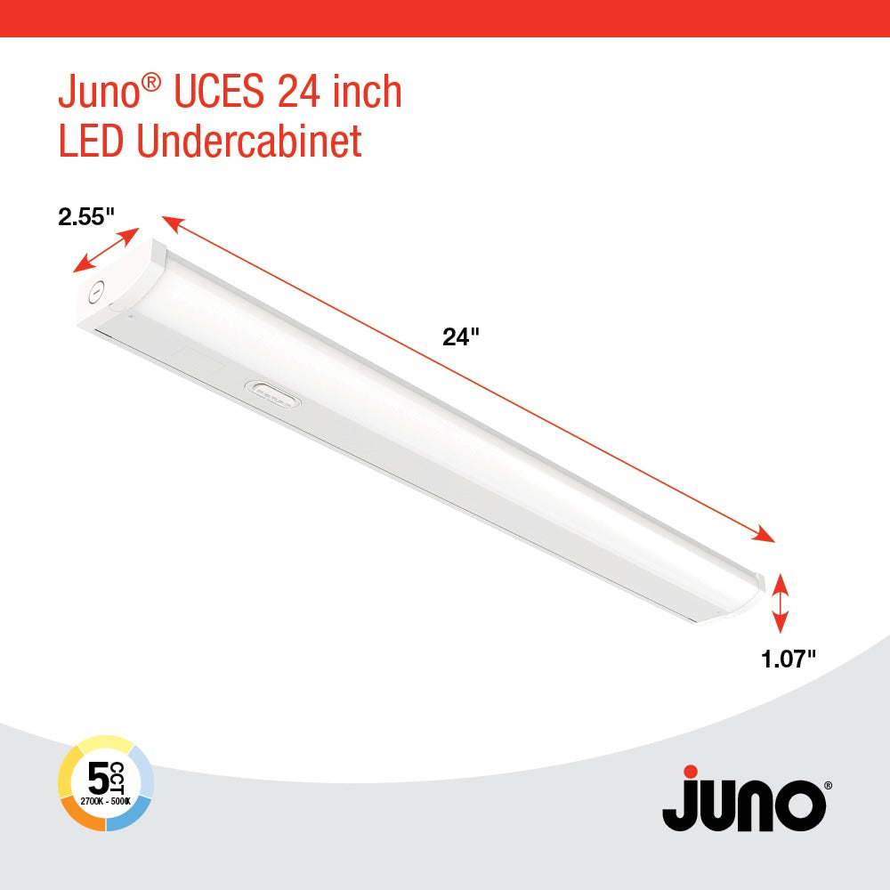 Juno Lighting UCES-24IN-SWW5-90CRI-WH-M6 Series Switchable White LED Undercabinet Light Fixture Dimmable