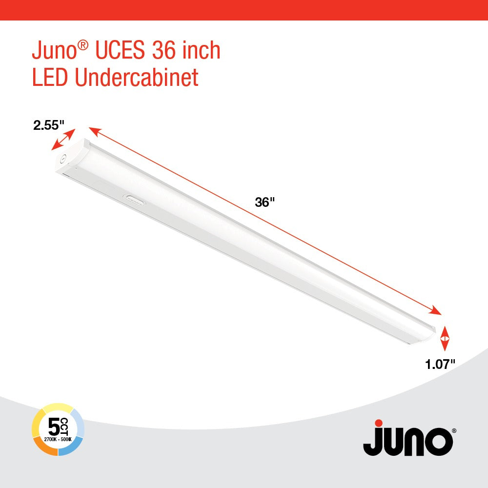 Juno Lighting UCES-36IN-SWW5-90CRI-WH-M6 Series Switchable White LED Undercabinet Light Fixture Dimmable