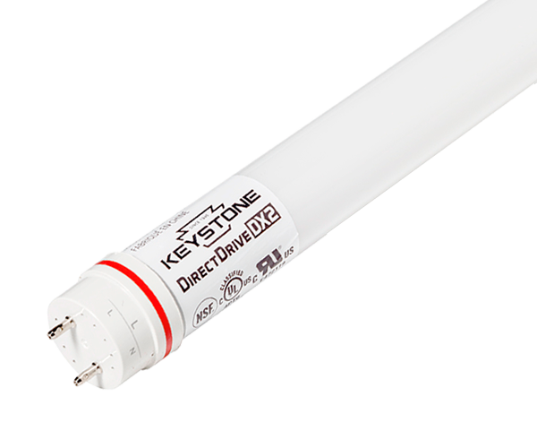 Keystone KT-LED10.5T8-48G-8CSJ-DX2 DLC Listed 10.5 Watt 4-Foot T8 LED Linear DX2 Single and Double Ended Wiring Tube Lamp Selectable Color Dimmable