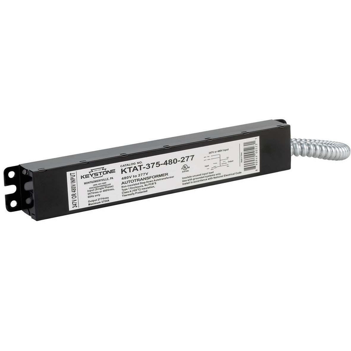 Keystone KTAT-375-480-277 /SF-IP Industrial Step-Down Auto-Transformer – 480V/347V to 277V/200V