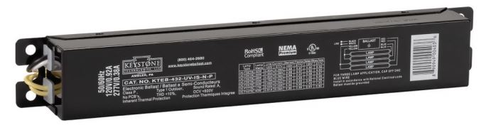 Keystone KTEB-332-UV-IS-N-P T8 Instant Start High Efficiency CEE Approved Electronic Ballast 3 Lite F17/25/32 T8 NEMA Premium Standard Output 0