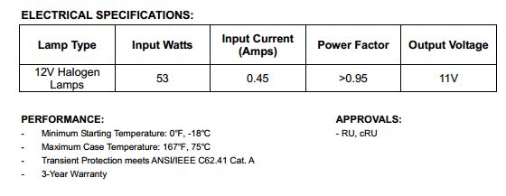 Keystone KTET-60-1-WC-F Halogen-Electronic Low Voltage 60W Transformer 12V Output With Input and Output cable - 3
