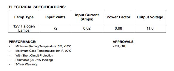 Keystone KTET-75-1-SCP-DIM-RJS Halogen-Electronic Low Voltage 75W Transformer 12V Output With Studs - 1