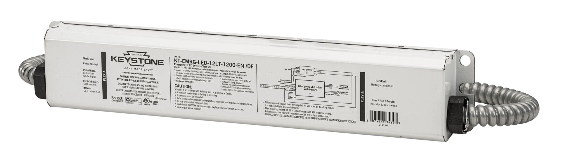 Keystone KT-EMRG-LED-12LT-1200-EN/DF 12-Watt Constant Wattage LED Emergency Back-up Driver