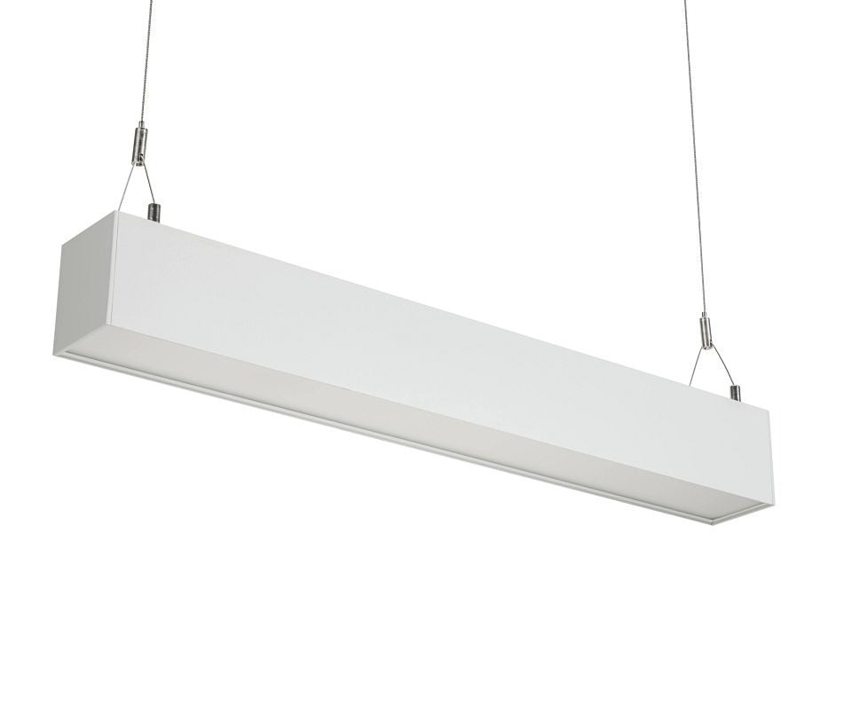 Keystone KT-LALED Wattage and Color Selectable Direct-Indirect LED Linear Architectural Pendant Light Fixture Dimmable - White