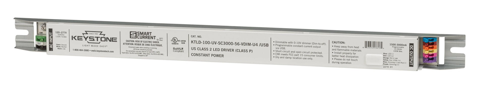 Keystone KTLD-100-UV-SC3000-56-VDIM-U4/USB 100-Watt Constant Current Programmable Output LED Driver
