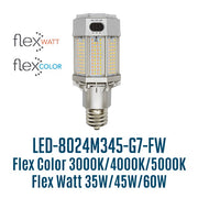 Light Efficient Design LED-8024M345-G7-FW DLC Listed FlexWatt FlexColor Corn Cob Post Top LED Retrofit Lamp EX39 Replaces up to 320W HID