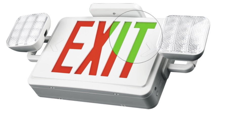 NaturaLED 7528 LEDEX-EMFD-GRN/RED-WH 3.5-Watt LED Bi-Color Emergency Light Exit Sign Combo