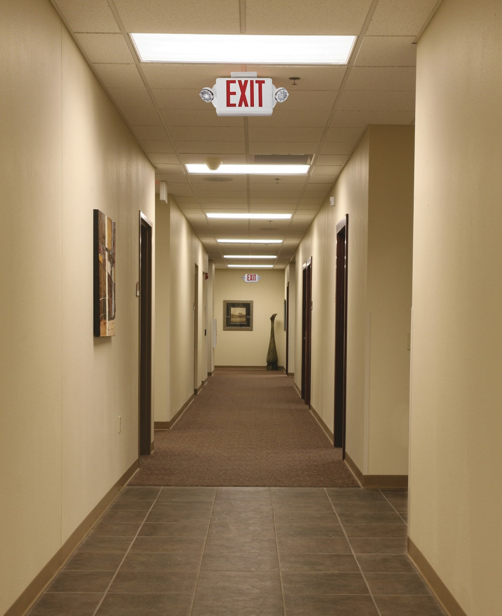 Applications Lithonia Lighting LHQM-LED-R-HO-M6 LED White Exit Sign Emergency Frog Eyes Combo Unit with High Output Battery