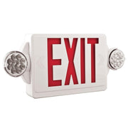 Main Image Lithonia Lighting LHQM-LED-R-HO-M6 LED White Exit Sign Emergency Frog Eyes Combo Unit with High Output Battery