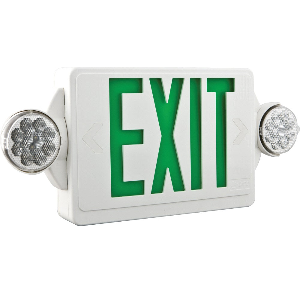 Lithonia Lighting LHQM-LED-G-M6 Two-Lamp Quantum LED White Exit Sign Emergency Frog Eyes Combo Unit