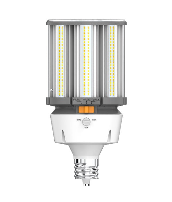 Eiko LPS100CC/8FCCT/U/EX39 DLC Listed Wattage and Color Selectable LED Corn Cob HID Replacement Lamp EX39 250W MH/200W HPS Equivalent