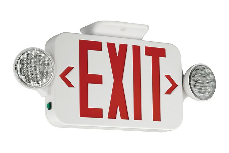 GE Lighting Lumination LUCER Series LED Round Lamp Heads High Impact Flame Rated Thermoplastic Universal Face Exit and Emergency Light Fixture