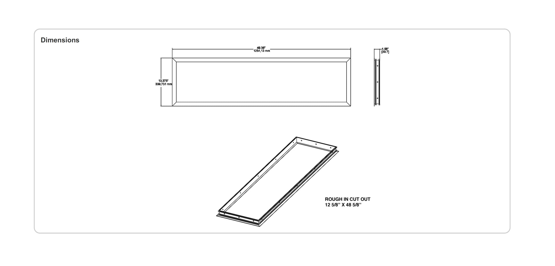 Dimensions RAB Lighting RMKPANEL1X4 Recessed Mounting Kit for 1X4 Panel Fixtures