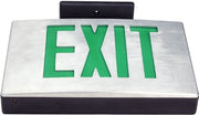 Mule Lighting MD-B-U-G-BA Die-Cast EXIT Battery Backed Universal Face Green LED Black with Brushed