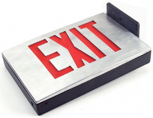 Mule Lighting MD-A-U-R-BA Die-Cast EXIT AC-Only Universal Face Red LED Black with Brushed