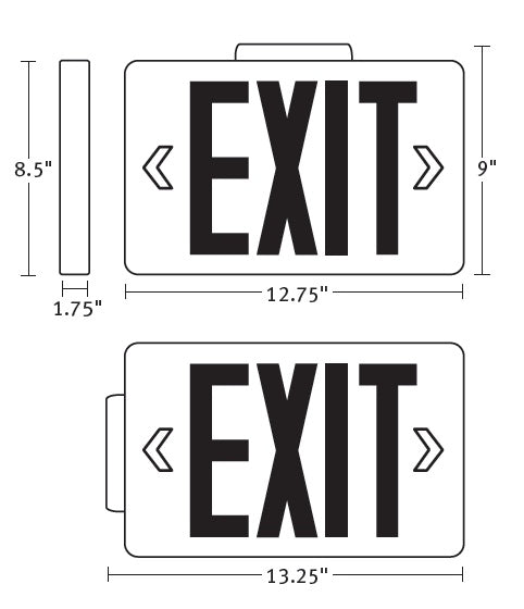 Mule Lighting MD-A-U-G-BA Die-Cast EXIT AC-Only Universal Face Green LED Black with Brushed
