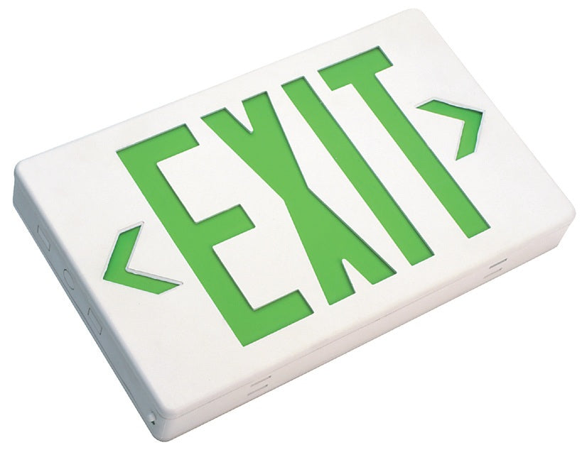 Mule Lighting MXAGU LED Exit Sign AC Only Thermoplastic Indoor Damp Location 120/277 Volt Green LED - 1