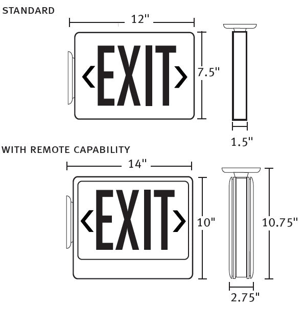 Mule Lighting MXBGU-REM LED Exit Sign Battery Backed with Remote Capability Thermoplastic Indoor Damp Location 120/277 Volt Green LED - 2