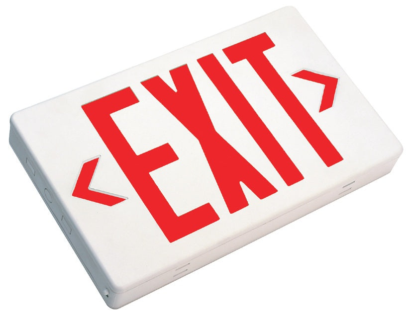 Mule Lighting MXBRU-REM LED Exit Sign Battery Backed with Remote Capability Thermoplastic Indoor Damp Location 120/277 Volt Red LED - 1