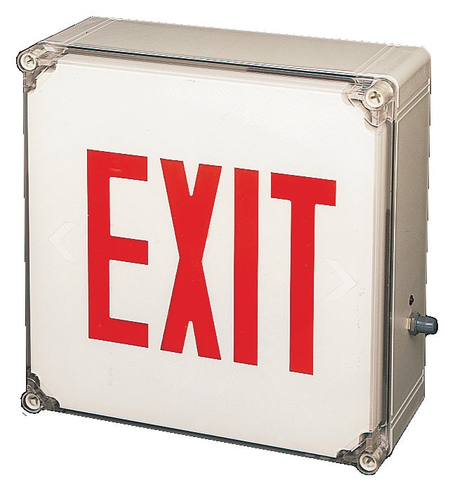 Mule Lighting N4X-BX-2-R NEMA 4X Wet Location EXIT Battery Backed Double Face Red LED Image