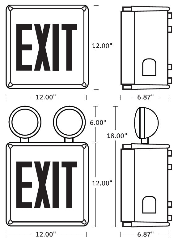 Mule Lighting N4X-AX-1 NEMA 4X Wet Location EXIT AC-Only Single Face Red/Green LED - 1