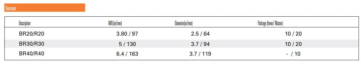 Dimensions NaturaLED LED11BR30/85L/50K 11 Watt BR30 Dimmable LED Bulb 5000K