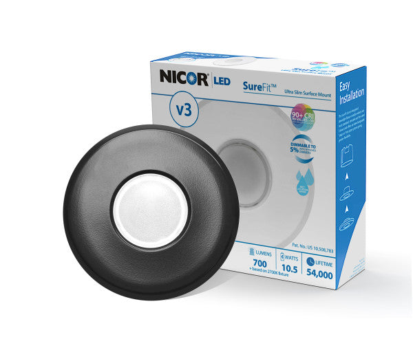 Nicor Lighting DLF30120 Round Series Black Finish