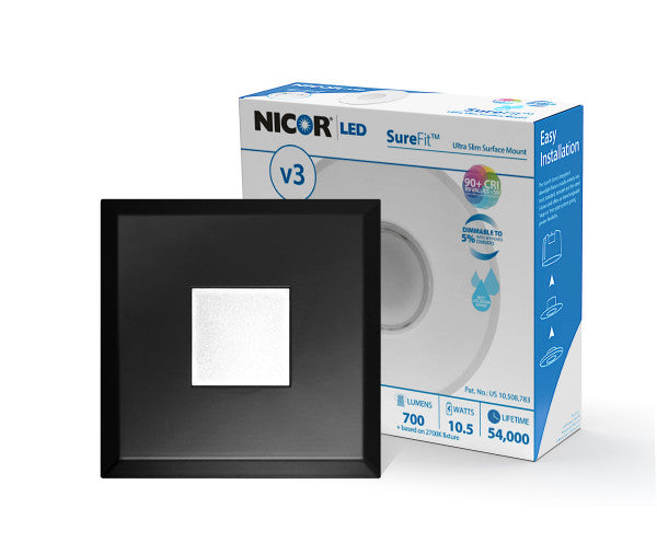 Nicor Lighting DLF30120 Square Series Black Finish