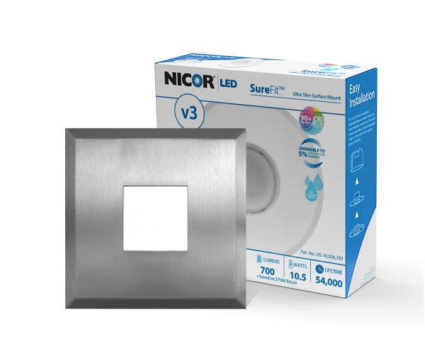 Nicor Lighting DLF30120 Square Series Nickel Finish