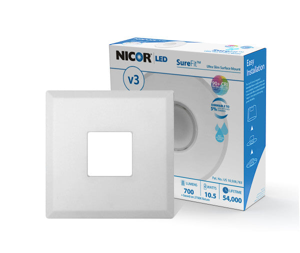 Nicor Lighting DLF30120 Square Series White Finish