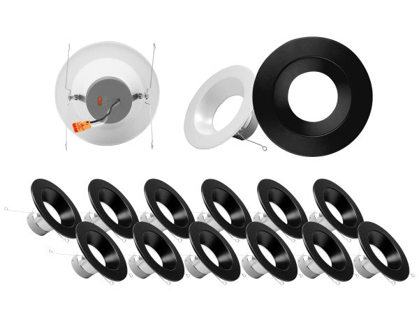 Nicor Lighting DLR56 Series Energy Star Rated 5/6-Inch LED Recessed Downlight Retrofit with Black Trim 12-Pack