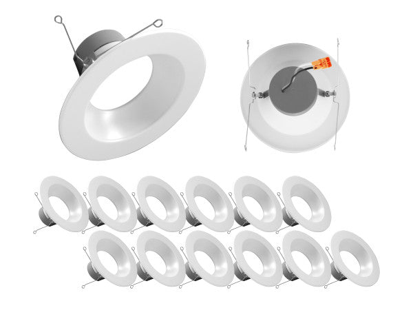 Nicor Lighting DLR56 Series Energy Star Rated 5/6-Inch LED Recessed Downlight Retrofit with White Trim 12-Pack