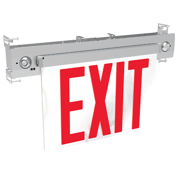 Barron Lighting NY900C New York City Approved Universal Edge-lit Combo Exit Sign with Adjustable Emergency LED Lamp Heads