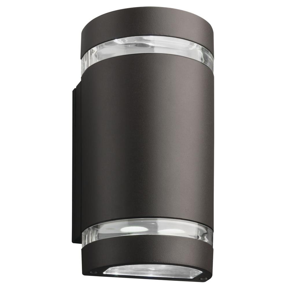 Lithonia Lighting OLLWU LED P1 40K MVOLT DDB M6 M6 9 Watt LED Outdoor Wall Cylinder Up and Downlight Dark Bronze