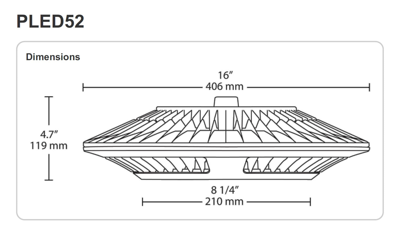 Dimensions RAB Lighting PLED52 52 Watt LED Pendant Canopy Light Fixture 120-277V 