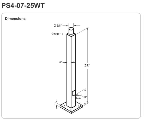 PS4-07-25WT Pole
