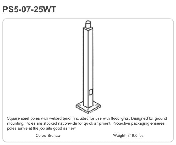 PS5-07-25WT Pole
