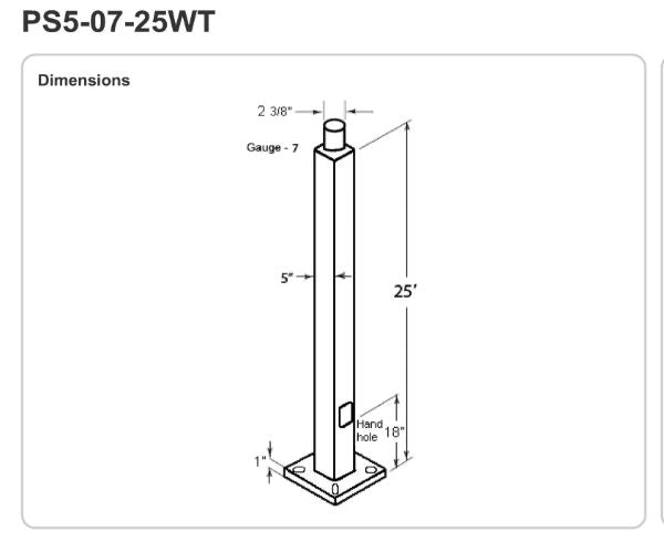 PS5-07-25WT Pole