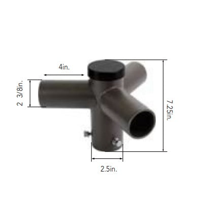 Arcadia Lighting R60-SP3-120-D Triple 120FT Horizontal Tenon Adaptor