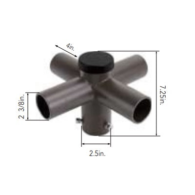 Arcadia Lighting R60-SP4-90-D Quad 90FT Horizontal Tenon Adaptor